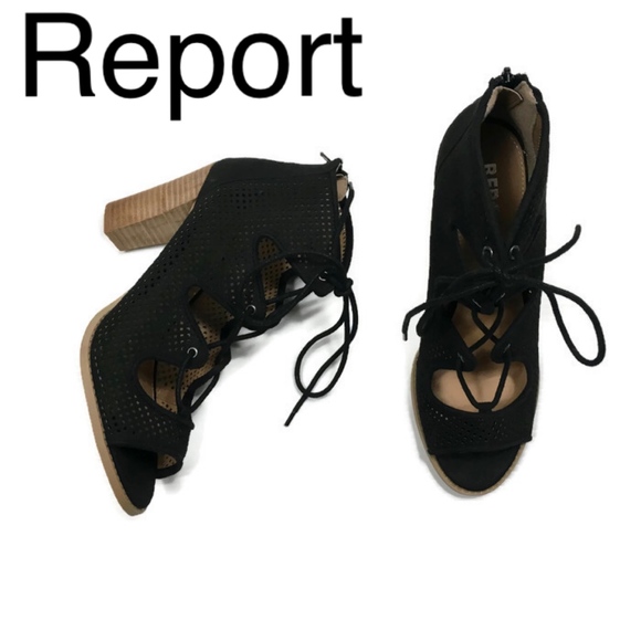 Report Shoes - Report Rae cutout ankle booties black faux suede